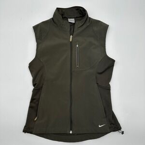 Nike FIT STORM Womens Small S Running Vest Olive Green Softshell Full Zip